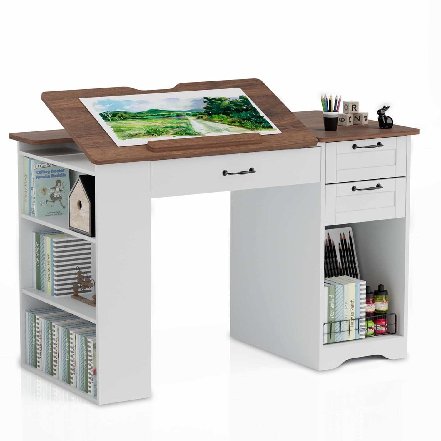 Art & Craft Kortingscode - Drafting Table with Storage Cabinet &