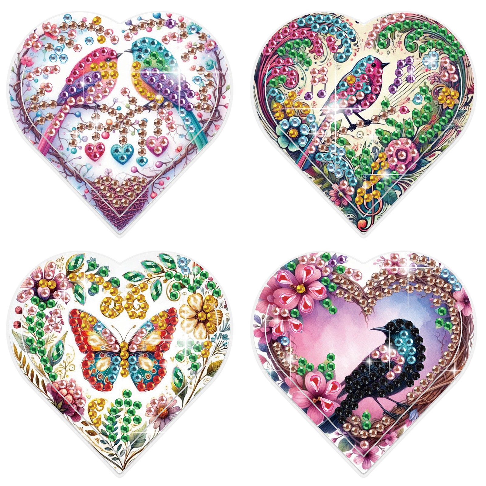 Art Craft Kits - 4PCS Diamond Painting Heart Shaped Bookmarks