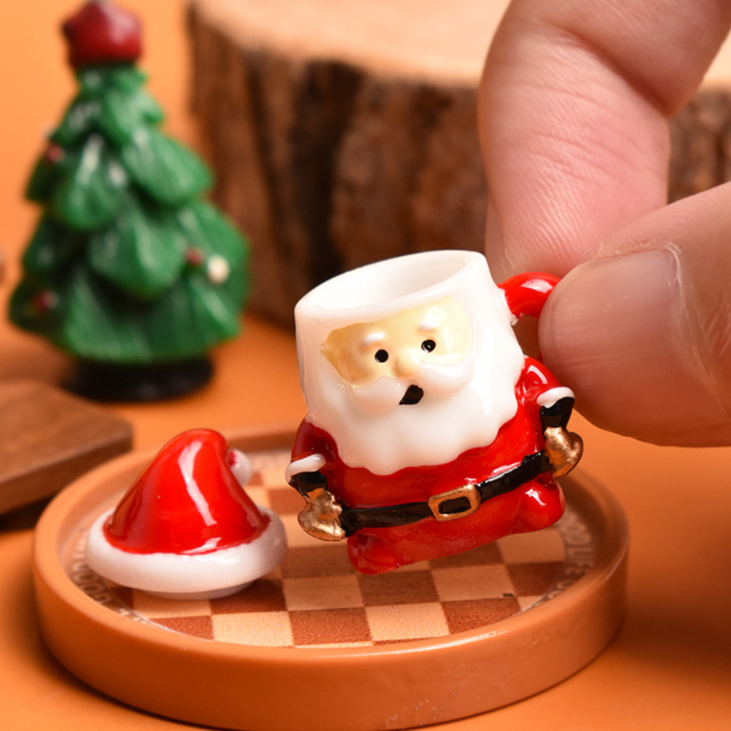 Art Craft Materials - Mini Santa Teacup Ornament - Resin