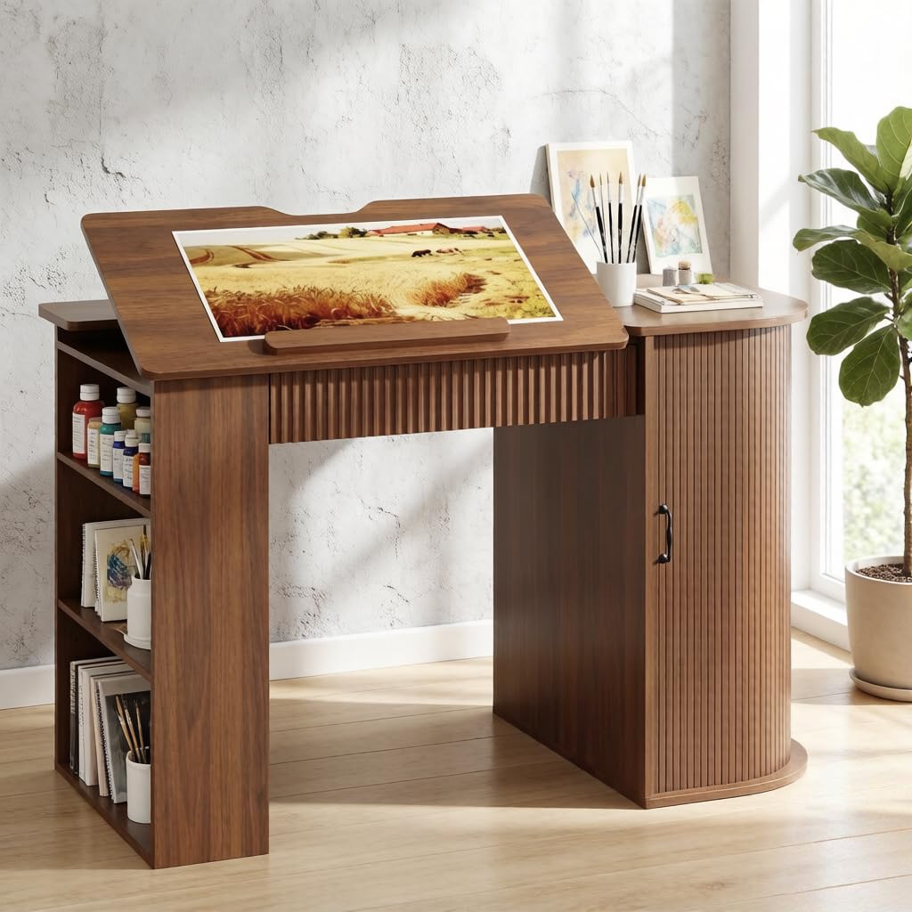 Art & Craft Kortingscode - Drafting Table with Storage Cabinet &