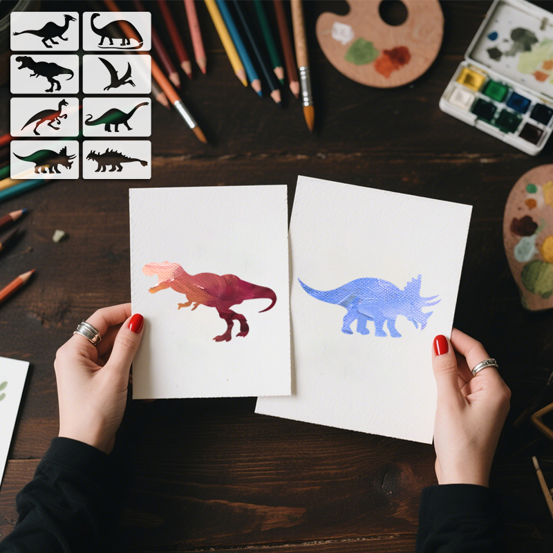 Art Craft Dinosaur - YOMDID 8pcs Dinosaur Drawing Template Reusable