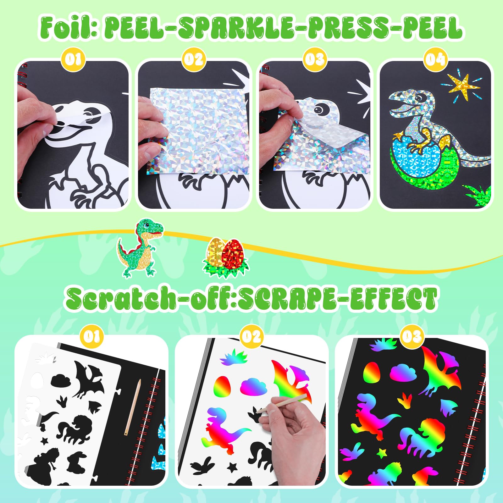 Dinosaur Scratch Art Book for  - Art Craft Dinosaur recensie en prijs