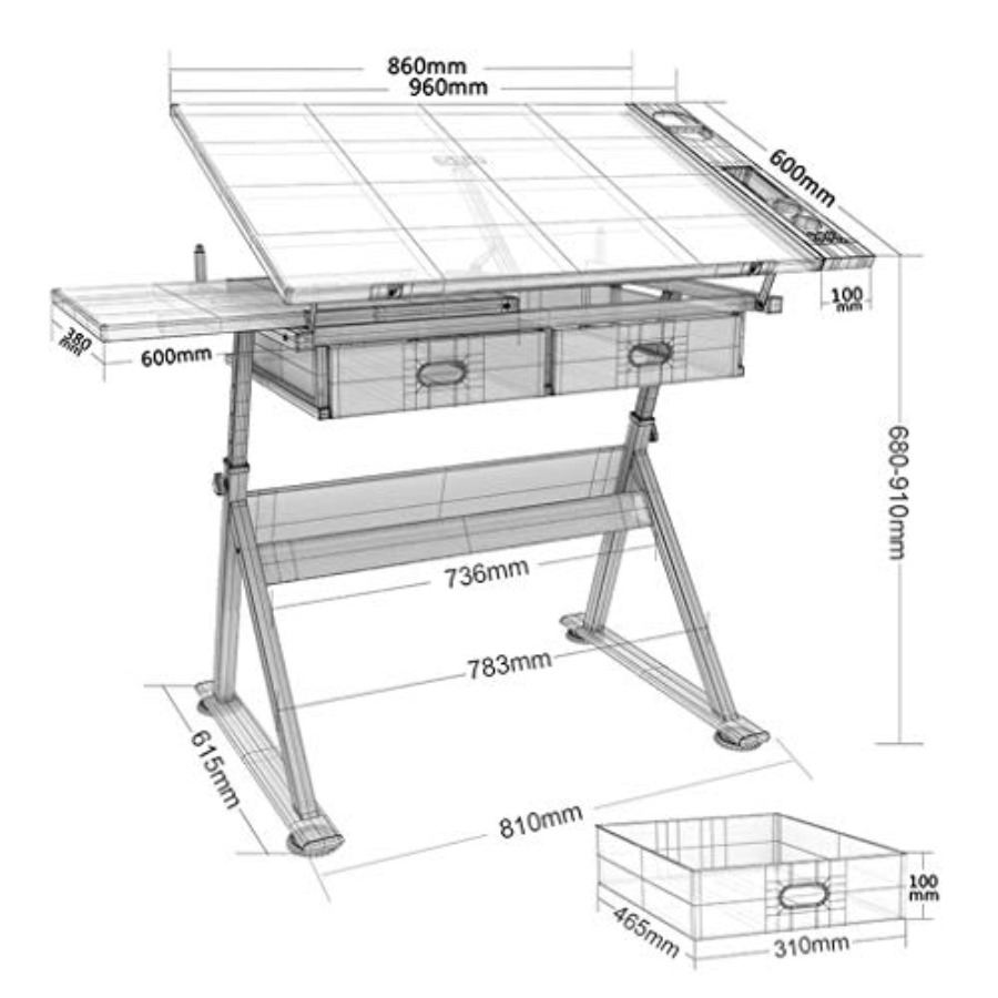 Drafting Table with Storage He - Art & Craft Kortingscode recensie en prijs