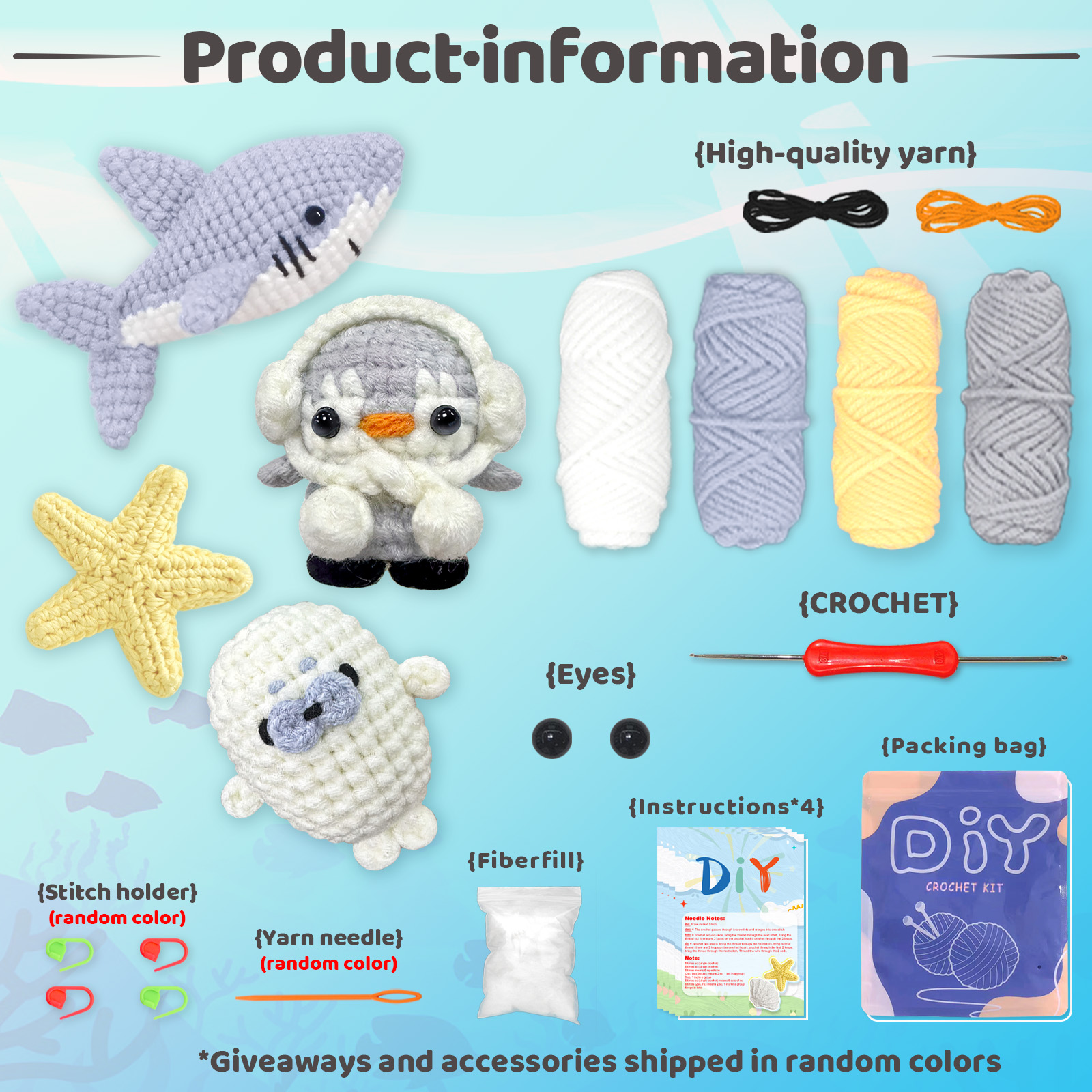 YAMAXIN 4PCS DIY Crochet Kit f - Art Craft Yarn recensie en prijs
