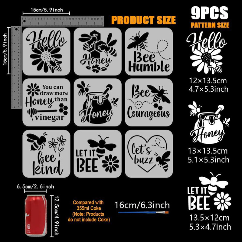 9Pcs Quotes Bee Honey Stencils - Art Craft Quotes recensie en prijs